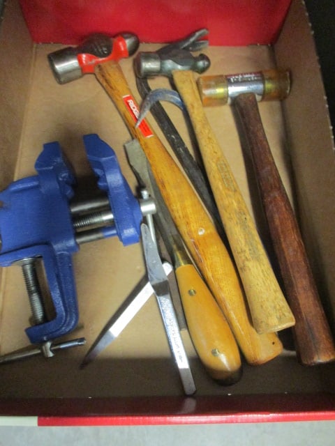 Hammers, Irwin 3" Vise, Chisel/Punches and Pry Bars: .