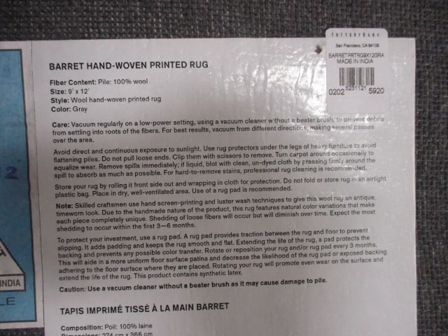 Pottery Barn "Barret" Handwoven 100% Printed Area Rug - 11