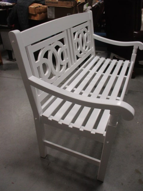 Painted White Grandinroad "Amalfi" Bench with Removable Cushion - 3