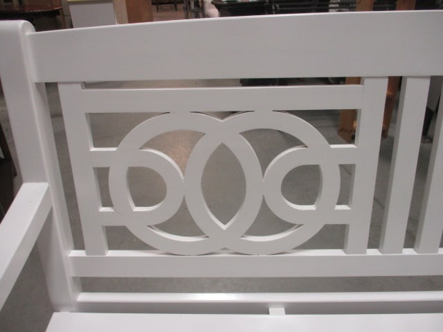 Painted White Grandinroad "Amalfi" Bench with Removable Cushion - 5