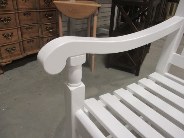 Painted White Grandinroad "Amalfi" Bench with Removable Cushion - 7