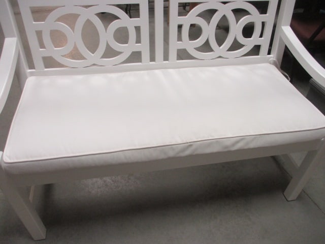 Painted White Grandinroad "Amalfi" Bench with Removable Cushion - 8