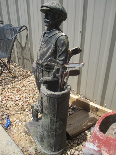 Concrete Vintage Style Golfer Umbrella/Club Stand - 4