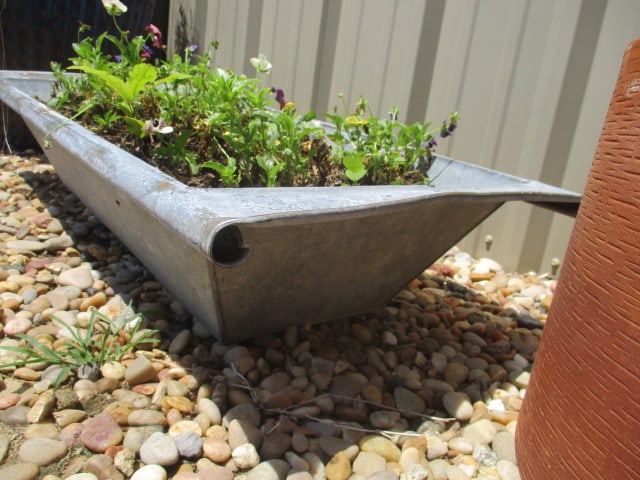 Galvanized Tin Trough Planter with Live Pansies - 3