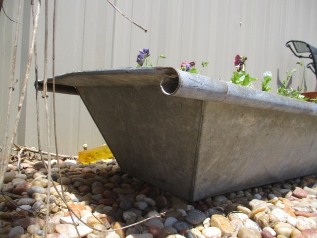 Galvanized Tin Trough Planter with Live Pansies - 4