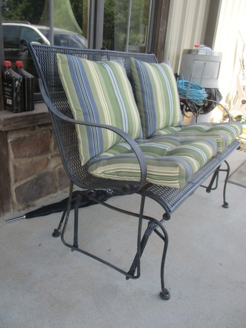 Black Metal Mesh Glider with Orvis Cushions - 2