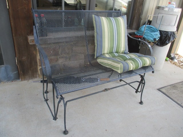 Black Metal Mesh Glider with Orvis Cushions - 3