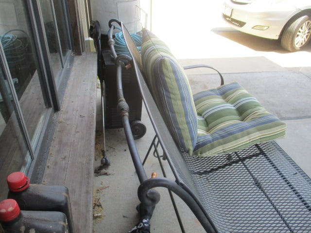 Black Metal Mesh Glider with Orvis Cushions - 4