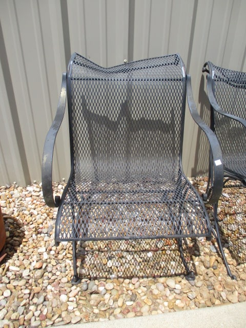 Black Metal Mesh Umbrella Table, Umbrella, Umbrella Stand, Pair of Bouncy Armchairs - 16