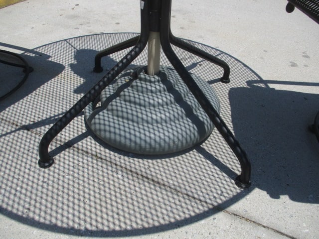 Black Metal Mesh Umbrella Table, Umbrella, Umbrella Stand, Pair of Bouncy Armchairs - 3