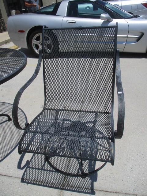 Black Metal Mesh Umbrella Table, Umbrella, Umbrella Stand, Pair of Bouncy Armchairs - 6