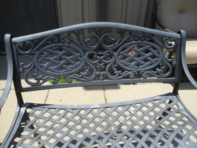 Painted Black Cast Metal Bench - 2