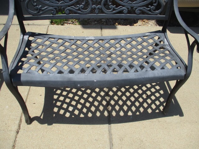 Painted Black Cast Metal Bench - 3