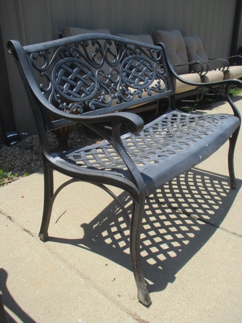 Painted Black Cast Metal Bench - 4
