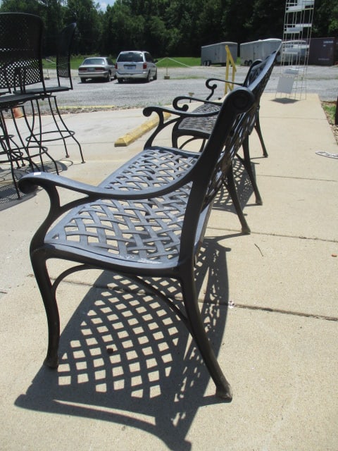 Painted Black Cast Metal Bench - 5