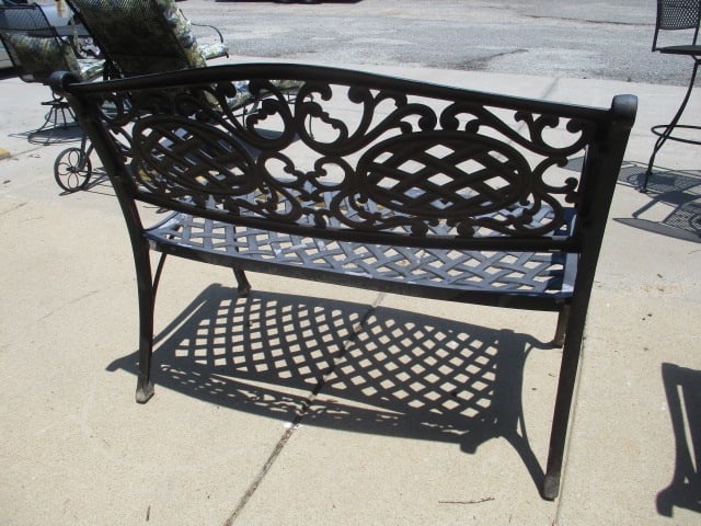 Painted Black Cast Metal Bench - 6
