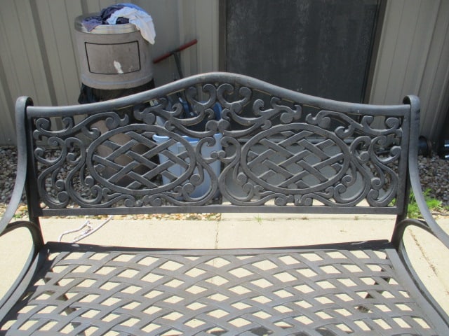 Painted Black Cast Metal Bench - 2