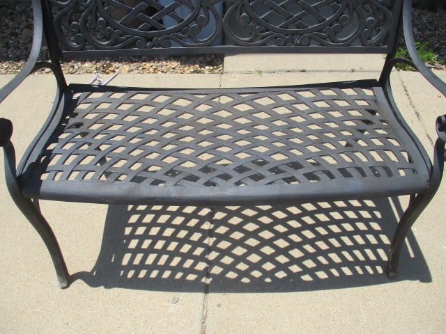 Painted Black Cast Metal Bench - 3