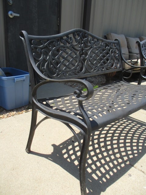 Painted Black Cast Metal Bench - 4