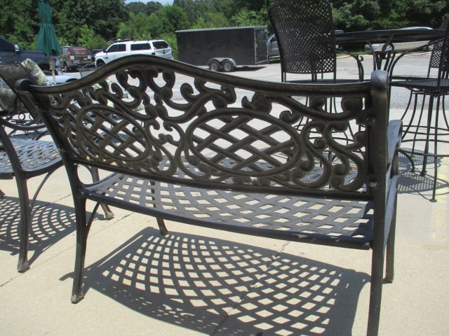 Painted Black Cast Metal Bench - 5