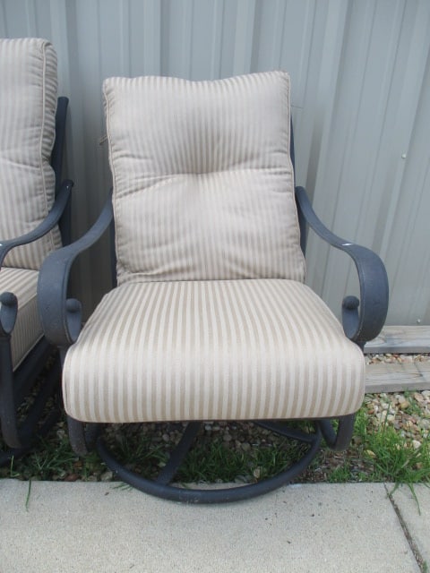 Four Bronzed Cast Metal Bouncy Swiveling Armchairs with Cushions - 2