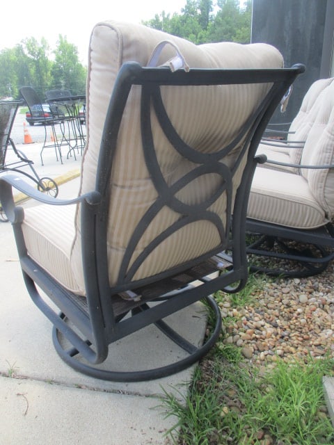 Four Bronzed Cast Metal Bouncy Swiveling Armchairs with Cushions - 4