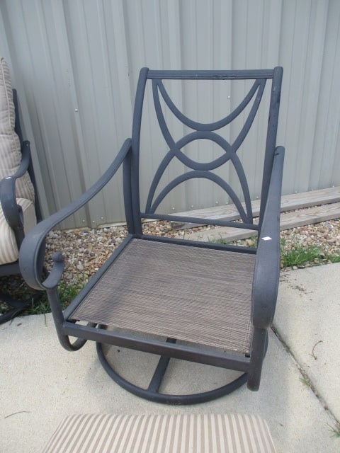 Four Bronzed Cast Metal Bouncy Swiveling Armchairs with Cushions - 6