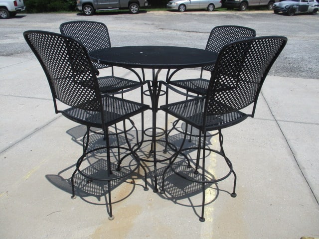 Black Metal Mesh 5 Piece Pub Table Set (1 of 15)