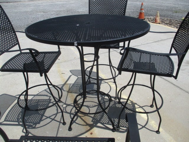 Black Metal Mesh 5 Piece Pub Table Set - 2