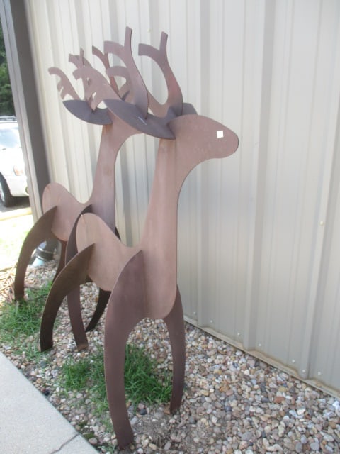 Pair of Cut Sheet Metal Reindeer - 2