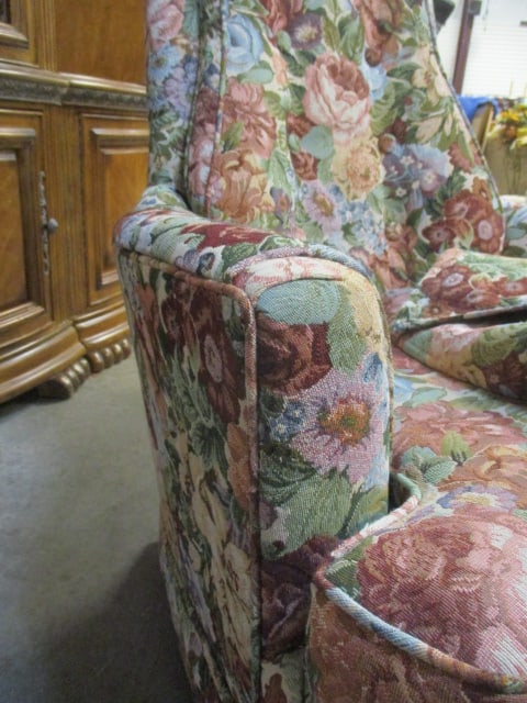 Vintage Button Tufted Jacquard Tapestry Upholstered Club Chair - 5