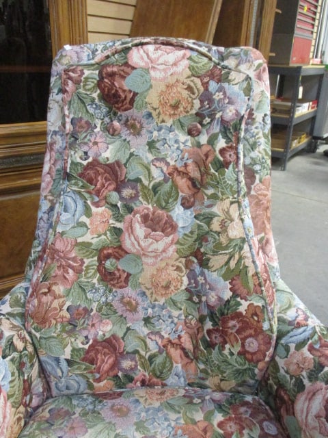 Vintage Button Tufted Jacquard Tapestry Upholstered Club Chair - 7
