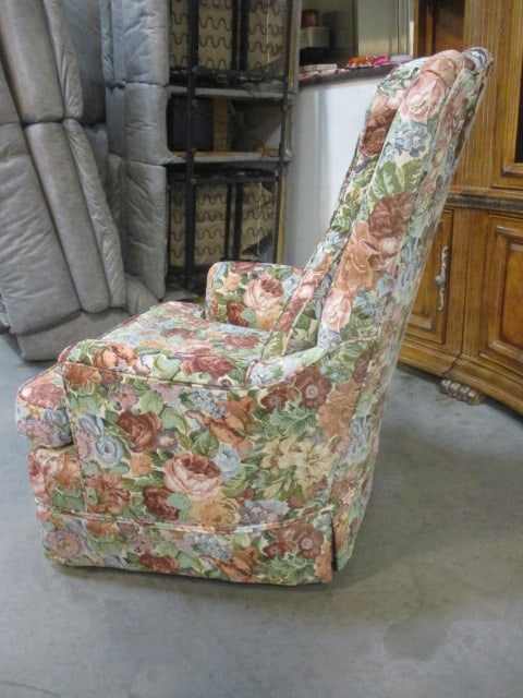 Vintage Button Tufted Jacquard Tapestry Upholstered Club Chair - 9