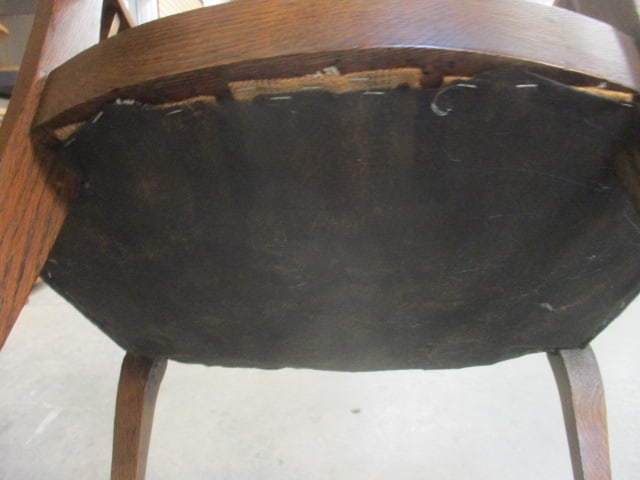 Vintage Tiger Oak Armchair with Floral Jacquard Tapestry Seat/Back - 8