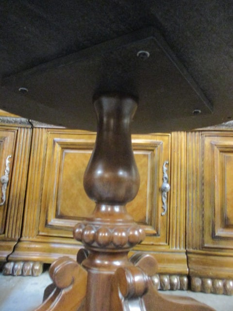 Carved Wood Drum Table with Drawer - 6
