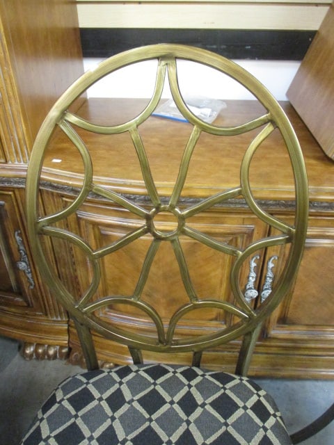 Pair of Golden Goose Spider-Back French Regency Style Metal Side Chairs with Black/Gold - 4