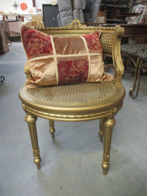 French Neoclassical Style Carved Wood Gilt Occasional Chair (1 of 9)