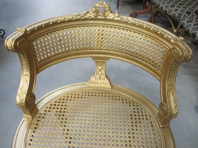 French Neoclassical Style Carved Wood Gilt Occasional Chair - 4