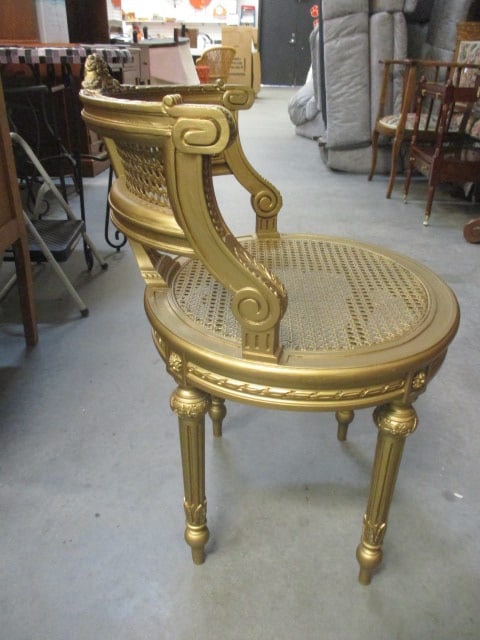 French Neoclassical Style Carved Wood Gilt Occasional Chair - 5