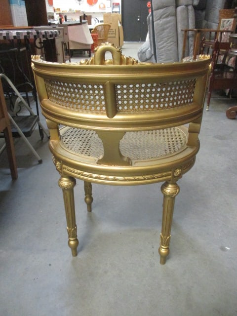 French Neoclassical Style Carved Wood Gilt Occasional Chair - 6