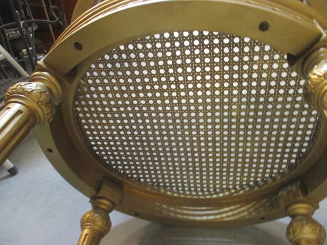 French Neoclassical Style Carved Wood Gilt Occasional Chair - 7