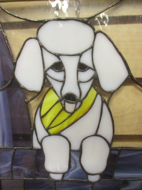 Poodle Design Leaded Stain Glass Panel - 2