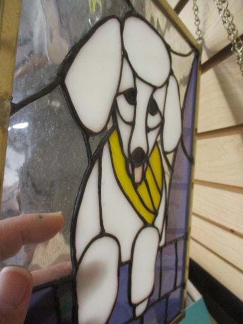Poodle Design Leaded Stain Glass Panel - 4
