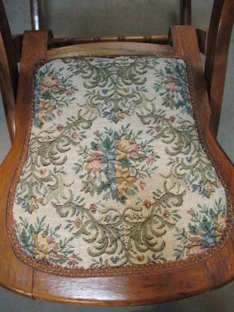 Wood Folding Rocking Chair with Tapestry Seat/Back - 2