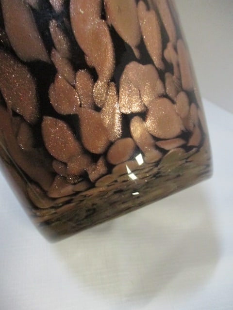 Black and Metallic Copper Italian Art Glass Vase - 3