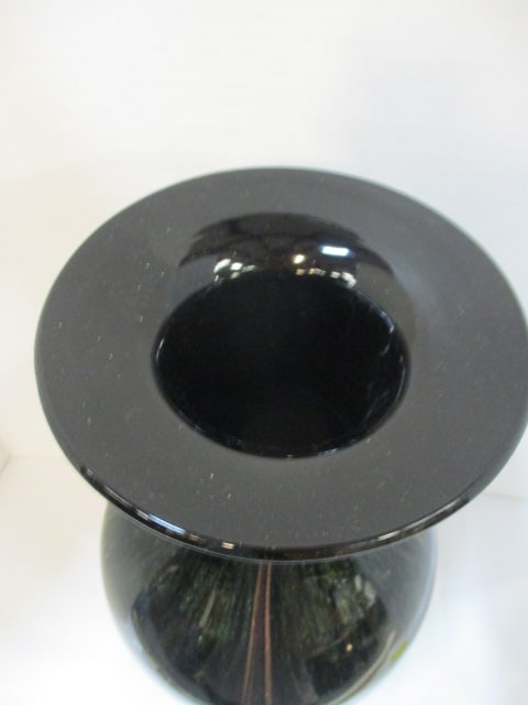 Pier 1 Tall Black and Metallic Green/Copper Art Glass Vase - 4
