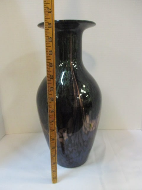 Pier 1 Tall Black and Metallic Green/Copper Art Glass Vase - 5