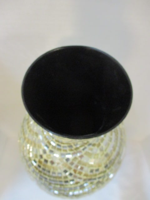 Tall Gold Mirrored Mosaic Tile Vase - 4