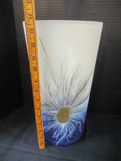 Handpainted Satin Glass Vase made in Poland - 5
