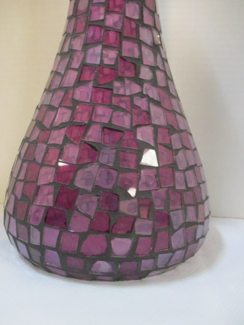 Mosaic Amethyst Glass Bottle Vase - 2
